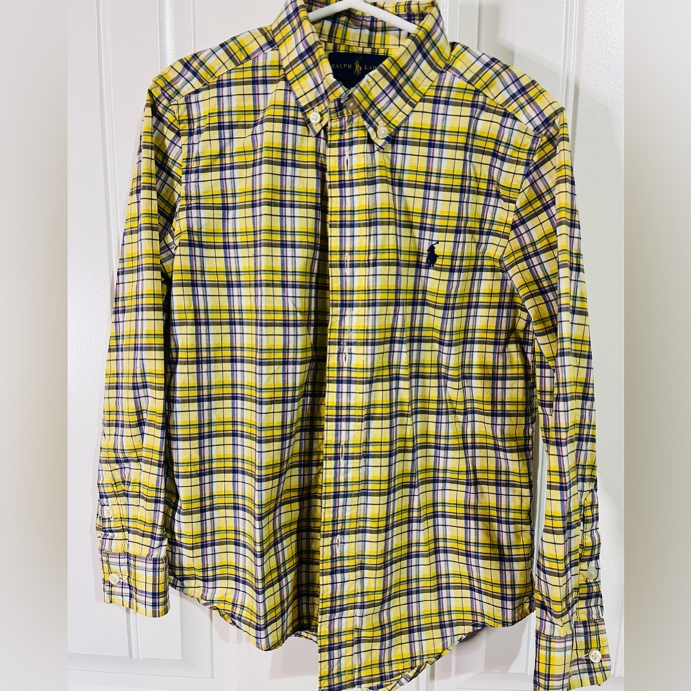 POLO RALPH LAUREN boys yellow plaid shirt Size 6 in good condition